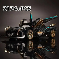 2174pcs Black and Golden Super Sports Car Building Block Model Set, Adult Large DIY Cool Racing Model Toy, Made of High Quality Durable ABS Material KOEEK - KOEEK