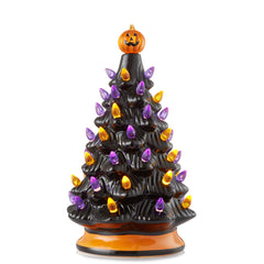 12" Pre-Lit Ceramic Christmas Tree Hand-Painted Tabletop with Lights 07FC0E-D4 - KOEEK