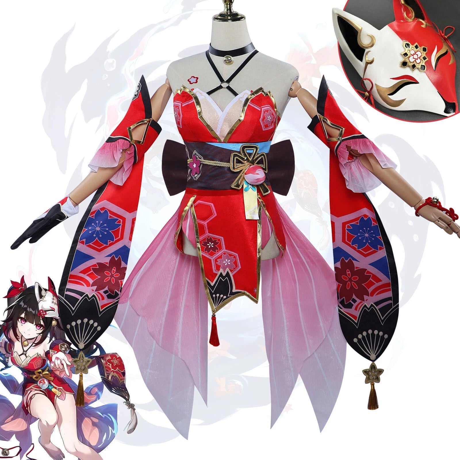 Sparkle Cosplay Dress Anime Honkai Star Rail Sparkle Costume Mask Wig Full Set 07FC0E-D4 - KOEEK