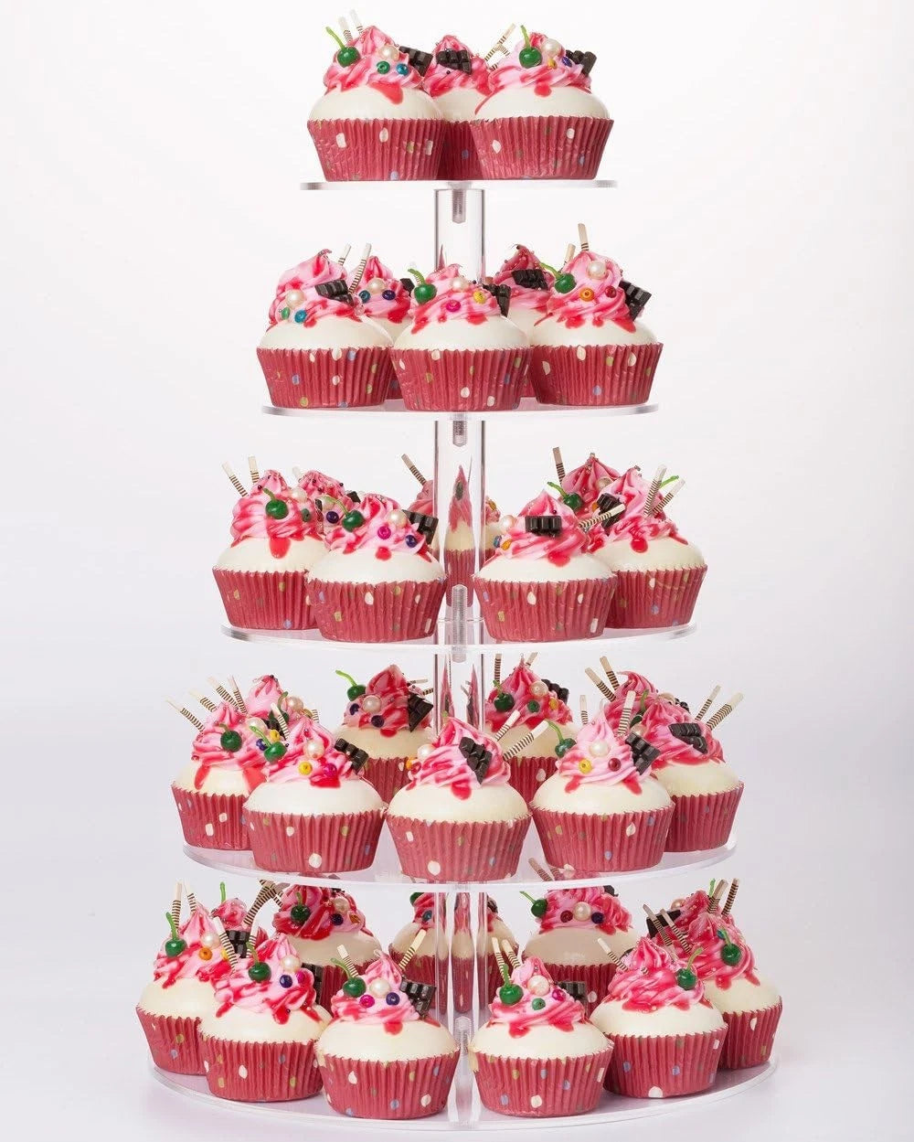 5 Tier Round Acrylic Cupcake Tree Tower Display Stand Display for Pastry Wedding 07FC0E-D4 - KOEEK