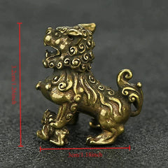 1pair Chinese Retro Copper Handcarved Auspicious Lions Statue Fengshui Ornament 07FC0E-D4 - KOEEK