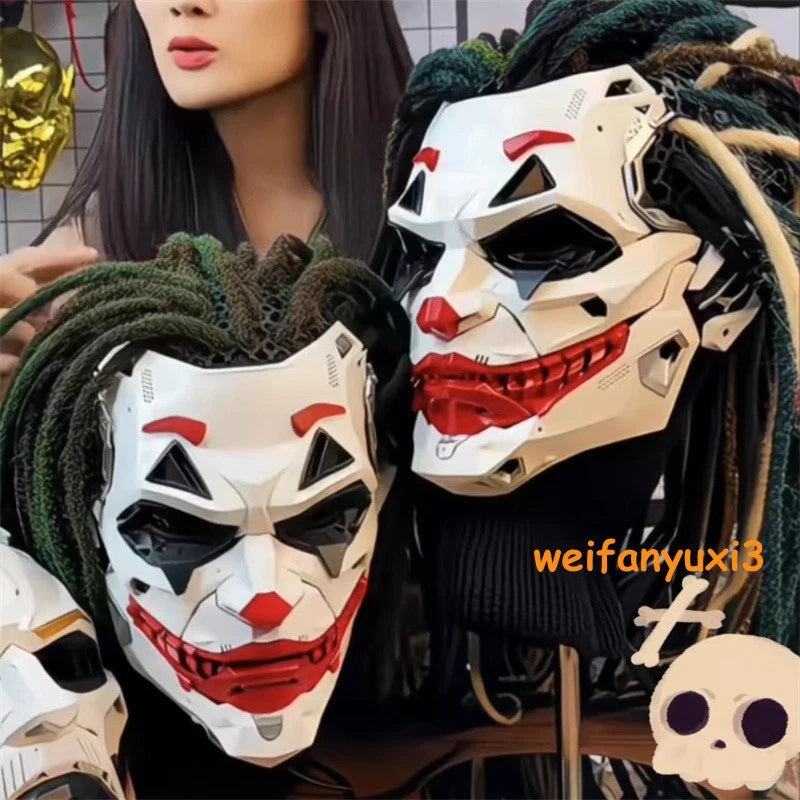 Joker Full Face Masks Resin Cosplay Props w/Dreadlocks Punk Style Accessories 07FC0E-D4 - KOEEK