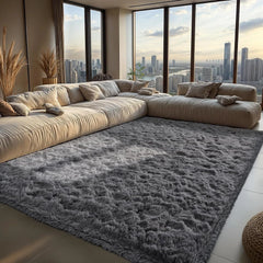 Area Rugs Living Room Grey Rugs for Bedroom 4x6 Carpet Fluffy Fuzzy Soft Shag 07FC0E-D4 - KOEEK