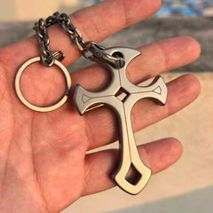 TC4 Titanium Alloy Cross Horseshoe Buckle KeyRing EDC Tool Titanium chain Suit 07FC0E-D4 - KOEEK