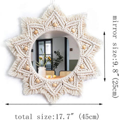 Boho Wall Decor Mirror Circle Hanging Mirror for Bedroom Living Room Home Decor 07FC0E-D4 - KOEEK