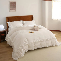 White scalloped down comforter cover, girls' retro country-style bedding 07FC0E-D4 - KOEEK
