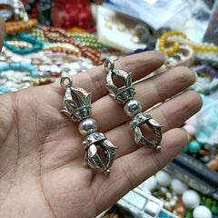 Pair Tibetan Silver Vajra Pendant Necklace 07FC0E-D4 - KOEEK