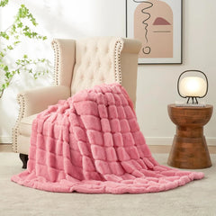 Faux Fur Rug for Sofa, Cozy Warm Plush Striped Rug, Pink 07FC0E-D4 - KOEEK