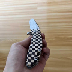 1 PC Wooden inlaid checkerboard pattern Handle Scale for Rick Hinderer XM18 3.5” 07FC0E-D4 - KOEEK