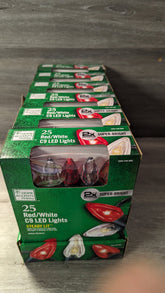 6 Home Accents 25 Light LED RED & WHITE C9 Super Bright Christmas Lights 16' HOME ACCENTS - KOEEK