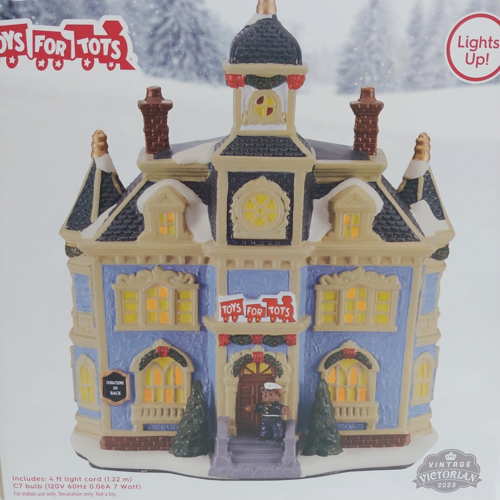 !! Marines Toys For Tots Holiday Time Christmas Village Light Up House 2023 HOLIDAY TIME - KOEEK