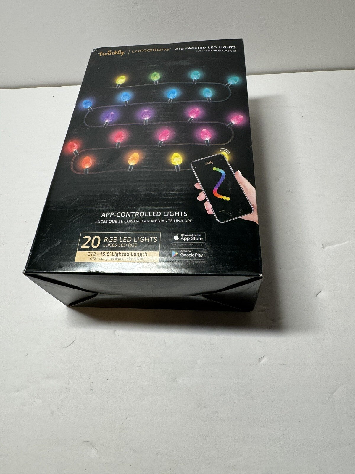 TWINKLY LUMATIONS C12 FACETED LED LIGHTS 20CT RGB APP CONTROLLED 15.8' - ! TWINKLY - KOEEK
