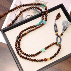 Chinese Style Sandalwood Peace Ruyi Lock Necklace Multi-Use Crossbody Chain 07FC0E-D4 - KOEEK