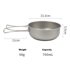 Pure Titanium Foldable Bowl Portable Camping Travel Tableware Scalded Frying Pan 07FC0E-D4 - KOEEK