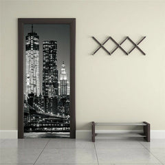 3D Self-Adhesive Door City Night View Wrap Mural Wall Art Sticker Home Decal HOME - KOEEK