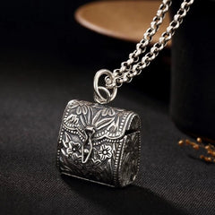 Openable Plum Blossom Money Bag Pendant Vintage Handbag Creative Box Necklace 07FC0E-D4 - KOEEK