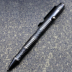 Outdoor Brass Retro Handcarved Meteorite Pattern Pocket Ballpoint Pen EDC Travel 07FC0E-D4 - KOEEK