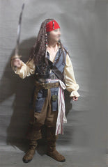 Cosplay Adult Jack Sparrow Costume Pirates of the Caribbean Outfits Halloween 07FC0E-D4 - KOEEK