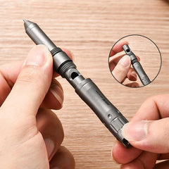Titanium Emergency Survival Safety Whistle with Mini Ballpoint Pen EDC Outdoor 07FC0E-D4 - KOEEK