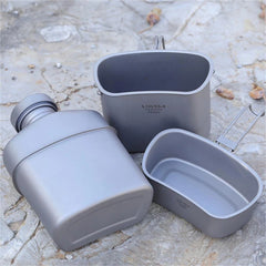 Outdoor Camping Canteen Kettle Titanium Cookware Picnic Hanging Pot Bowl Kit 07FC0E-D4 - KOEEK