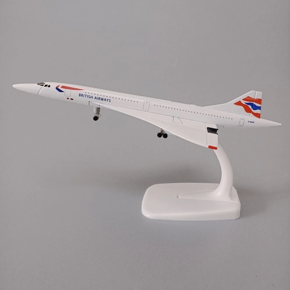 20cm British Airways Concorde Diecast Metal Plane Model with Wheels Display 07FC0E-D4 - KOEEK
