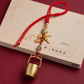 Brass Car Rearview Mirror Pendant Gold Bucket Charm Chinese Style Unisex 07FC0E-D4 - KOEEK