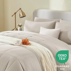 Beige Comforter Set King Size 7 Piece Set with Seasonal Duvet Cover 07FC0E-D4 - KOEEK