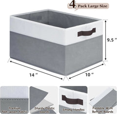4 Pack Large Storage Baskets for Shelves | Fabric Closet Organizers and Storage 07FC0E-D4 - KOEEK