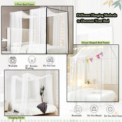 Canopy Bed Curtains with Light Princess Bed Canopy Scarf for Full/Queen Metal 07FC0E-D4 - KOEEK