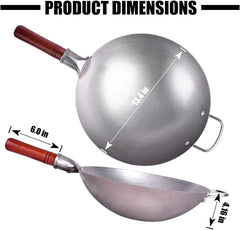 Carbon Steel Frying Pan Traditional Handmade - Chinese Frying Pan Set 07FC0E-D4 - KOEEK