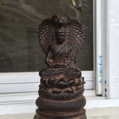 Vietnamese Agarwood Carved Buddha Vairocana Figurine Wooden Sculpture Home Decor 07FC0E-D4 - KOEEK