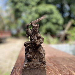 19x9cm Zhao Gongming Wealth God Agarwood Wood Carving Figurine Feng Shui Decor 07FC0E-D4 - KOEEK