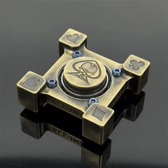 Brass Hand Spinner Retro Mahjong Pattern Poker Skull Pattern Fidget Spinner Toy 07FC0E-D4 - KOEEK
