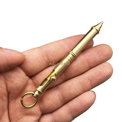 Mini Solid Brass Keychain Practical Pen Ballpoint Pen Sign Pen w/ Key Ring EDC EDC - KOEEK