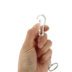 Carabiner Hook Beige Spring Elastic Plastic Coil Keychain Keyring Strap Rope 07FC0E-D4 - KOEEK