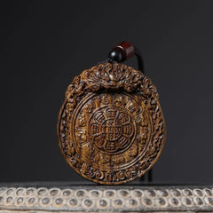 Natural Papua Wood Pendant Tibetan Amulet Hand Carved Wooden Necklace Unisex 07FC0E-D4 - KOEEK