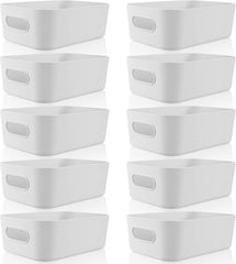 Plastic Storage Boxes, 10-Pack, Gray (8 x 5.7 x 3 inches) 07FC0E-D4 - KOEEK