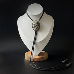 Natural Spotted Stone Bolo Tie Western Cowboy Vintage PU Rope Wedding Necklace 07FC0E-D4 - KOEEK