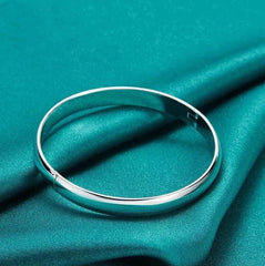 925 Silver Plating 8MM/10MM Smooth Cuff Bangle Bracelet Women Fashion Jewelry 07FC0E-D4 - KOEEK