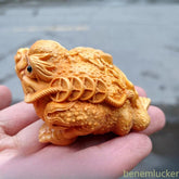1Pc Cliff Cypress Wood Handmade Carve Golden Toad Fortune Tea Pet Ornament 07FC0E-D4 - KOEEK