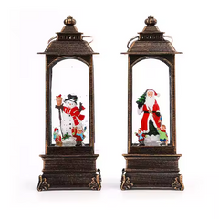 Decorative Christmas LED Lantern Santa Snow Globe Glitter 12” Music & Lights 07FC0E-D4 - KOEEK