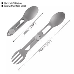 Titanium Fork and Spoon 2 in 1 Set Camping Outdoor Portable Cutlery EDC 07FC0E-D4 - KOEEK