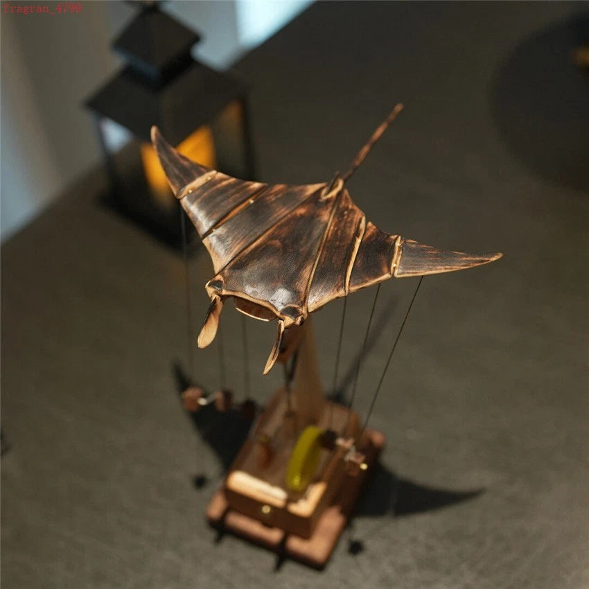 Handmade Flying Manta Ray Movable Wooden Craftwork Table Ornament Birthday Gift HANDMADE - KOEEK