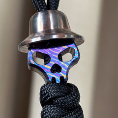 EDC Damascuse Titanium Knife Lanyard Bead Pendant Parachute Cord DIY Keychain 07FC0E-D4 - KOEEK