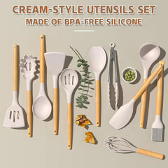 Kitchen Cooking Utensils Set, 33 pcs Non-Stick Silicone Cooking Kitchen Utensils 07FC0E-D4 - KOEEK