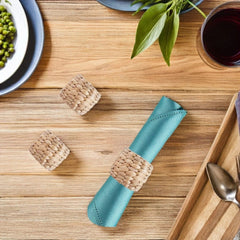 6pcs Rustic Straw Napkin Ring - Farmhouse Weaving Braided Napkin Buckles - 07FC0E-D4 - KOEEK