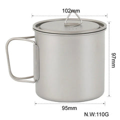 Outdoor 650ml Titanium Water Cup Coffee Cup Ultra Light And Large Capacity 07FC0E-D4 - KOEEK