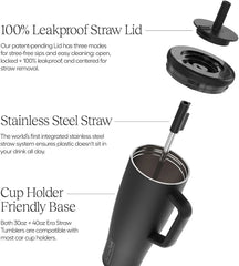 40 oz Tumbler with Handle and Straw | Leakproof Insulated Tumbler with Lid 07FC0E-D4 - KOEEK
