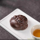 6.4cm Purple Clay Handcarved Three Legged Golden Toad Tea Pet luck Ornament 07FC0E-D4 - KOEEK