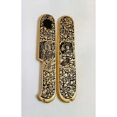 1 Pair Custom Made Pure Brass Handle Scales for 91 mm Victorinox Swiss Army 07FC0E-D4 - KOEEK